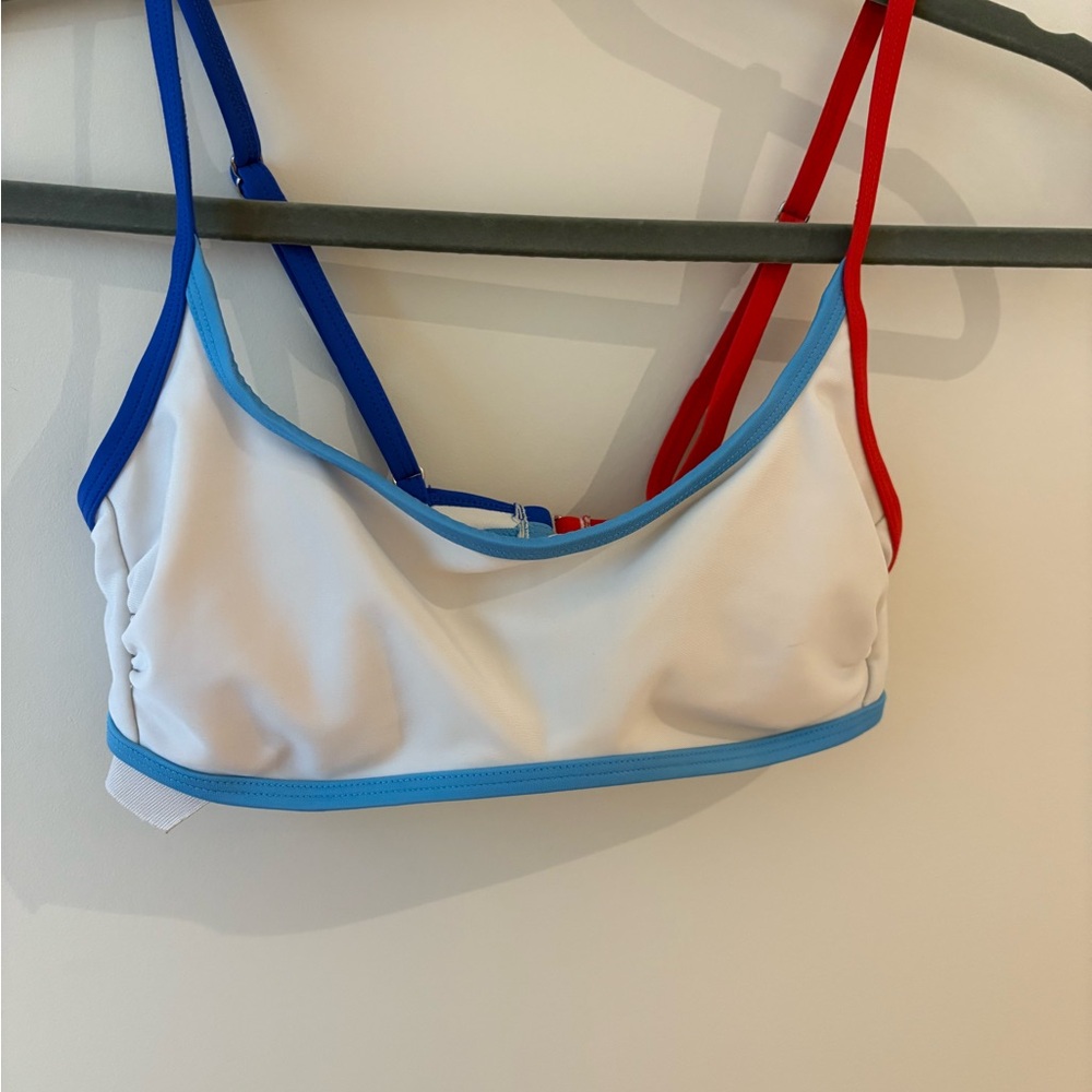 Target Women's Bikini Top - White with Blue and Red Accents